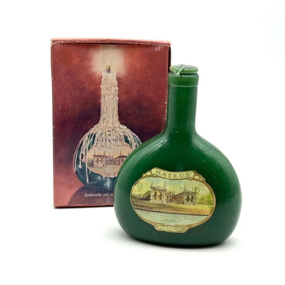 Mateus Wine Bottle Candle Vintage Novelty Wax‎ Figural Shape In Box